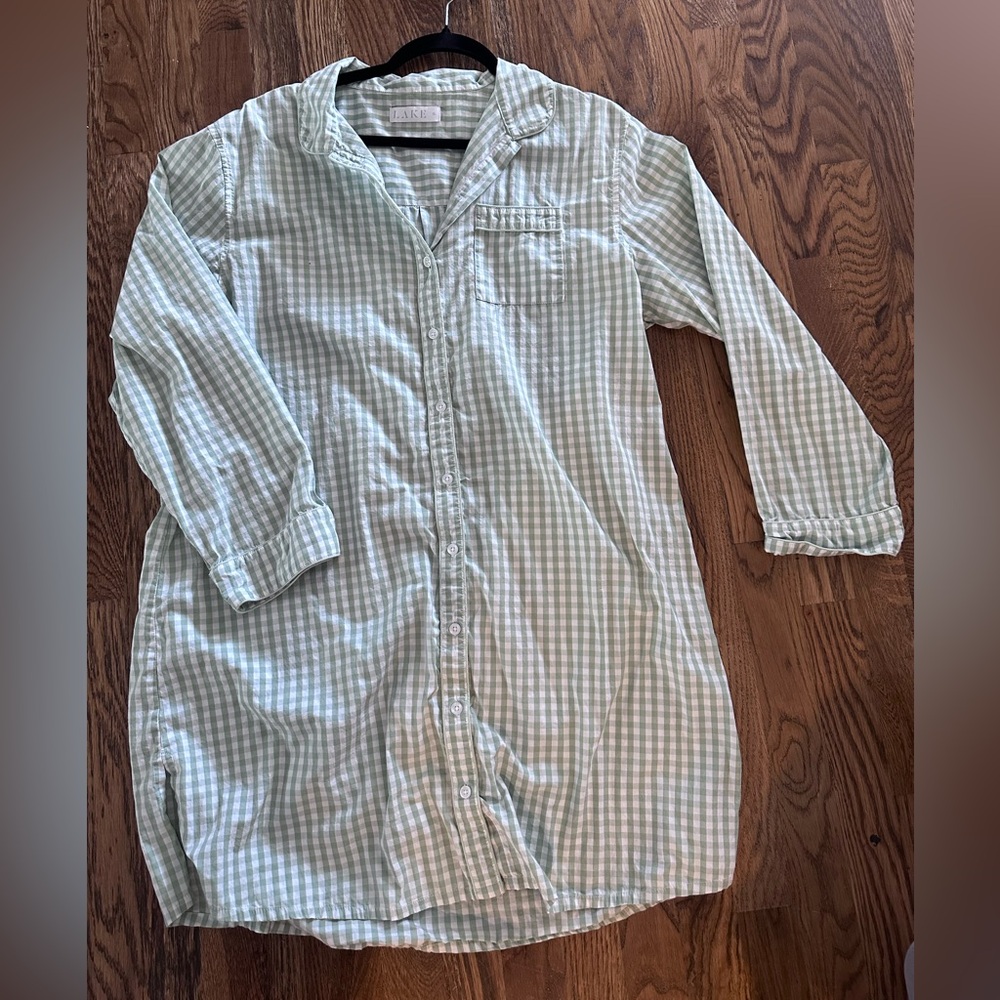 Lake- Gingham Button-Up sleep dress